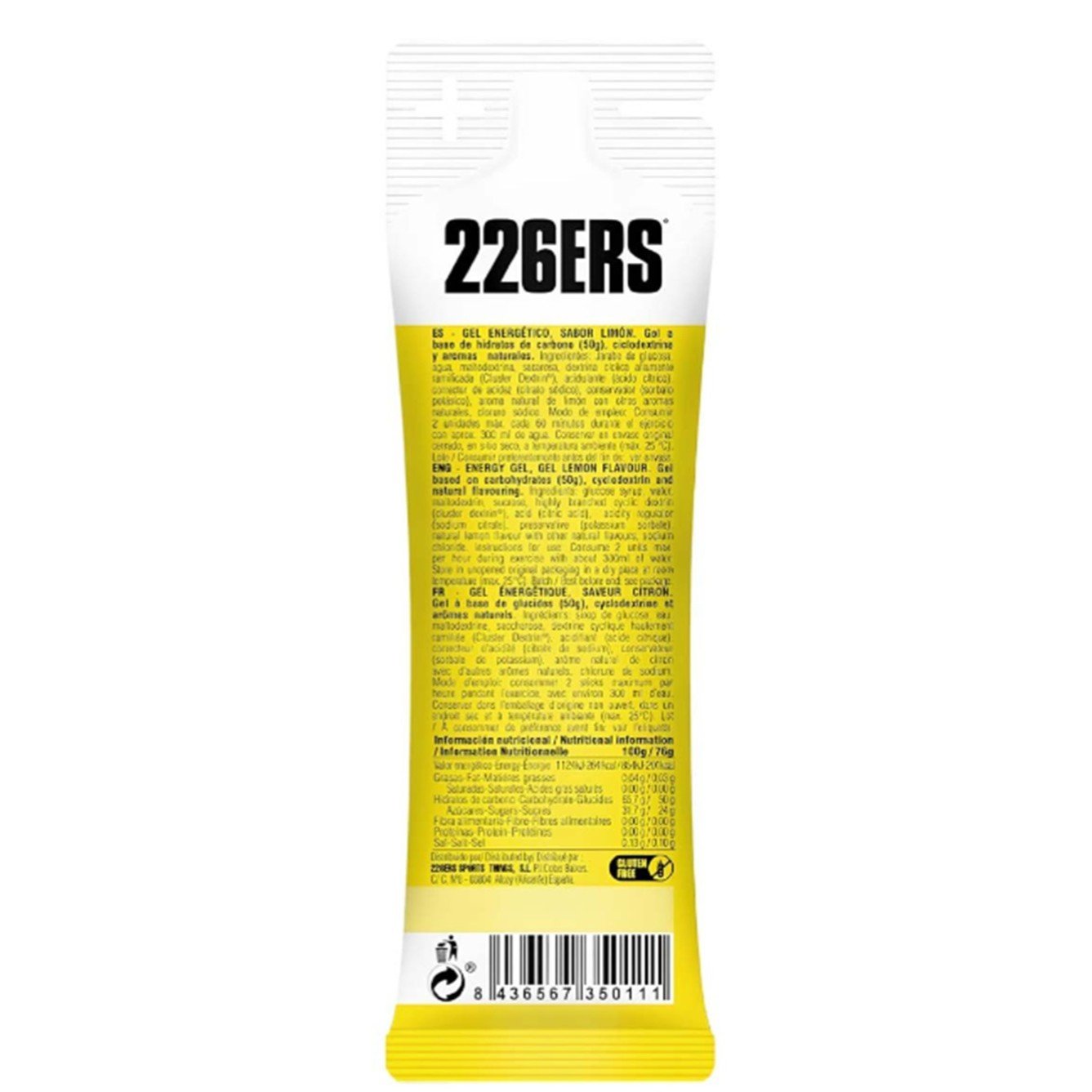 Kit com 24 Sachês 226ERS High Energy Gel 76g Limão – Suplemento de