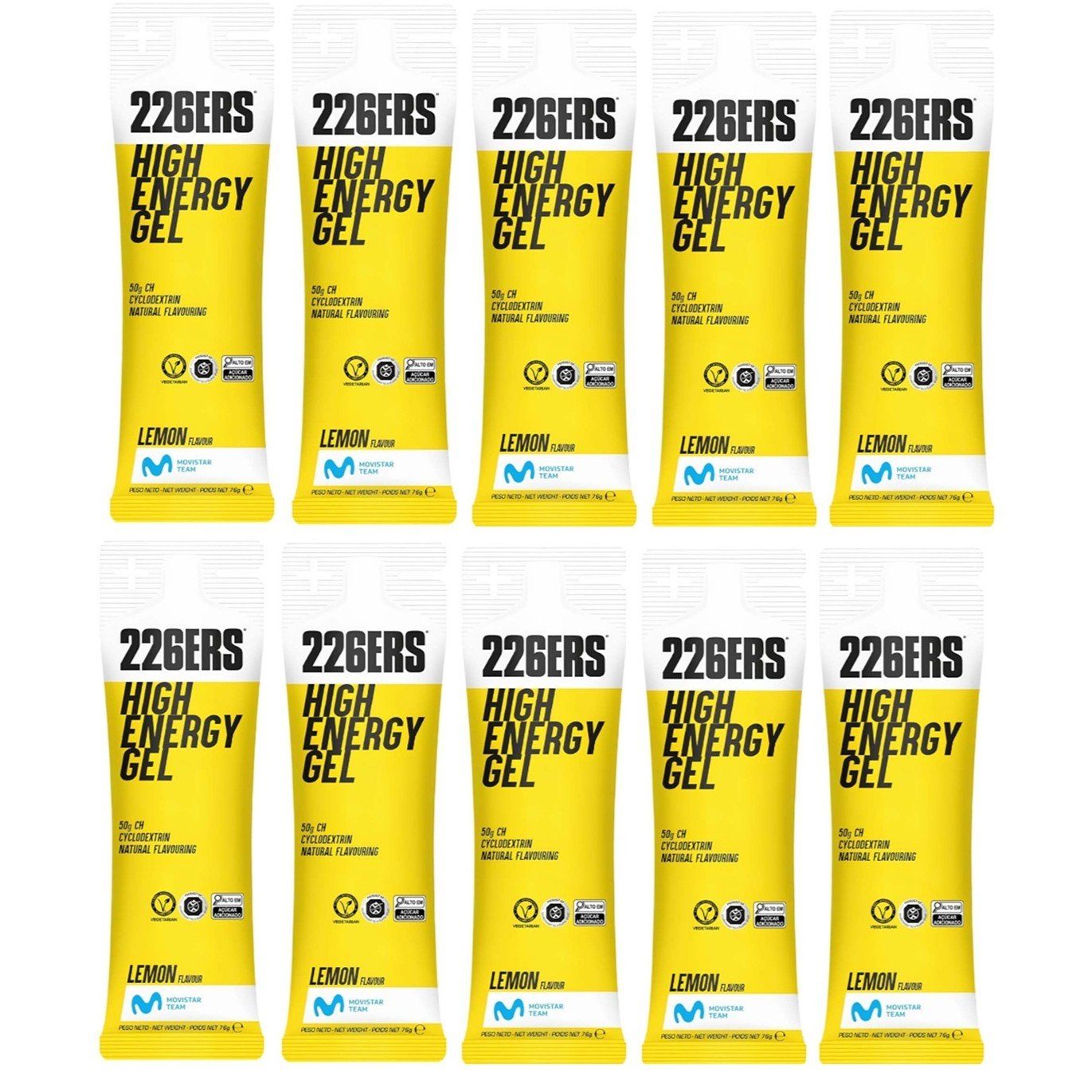 Kit com 10 Sachês Gel 226Ers High Energy Sabor Limão