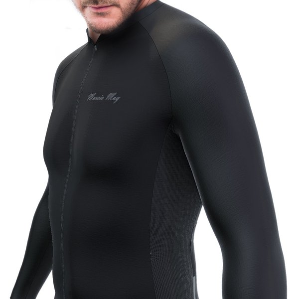 Camisa Ciclismo Sport Márcio May Manga Longa Minimal Black