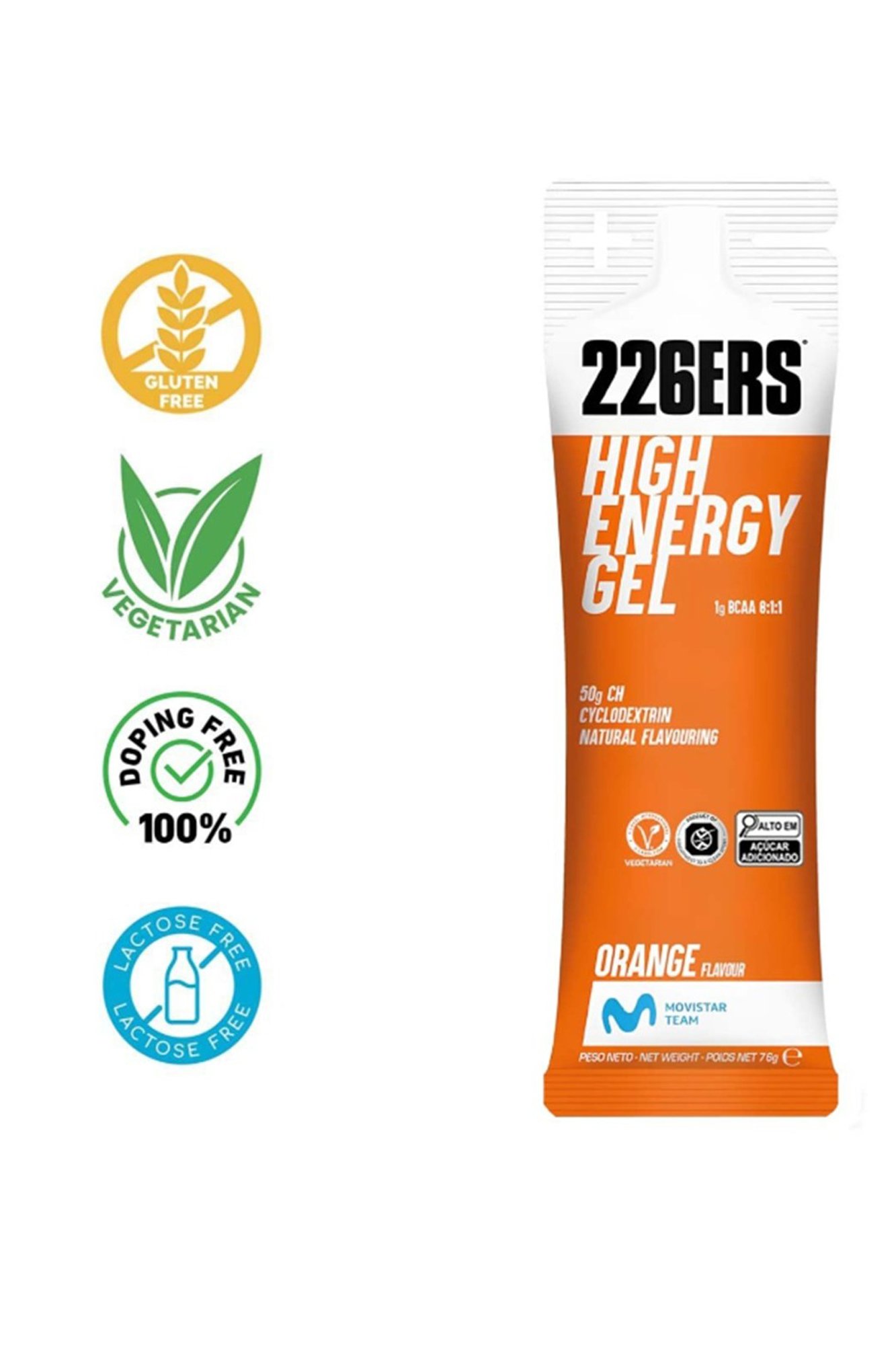 Kit com 10 Sachês Gel 226Ers High Energy Sabor Laranja