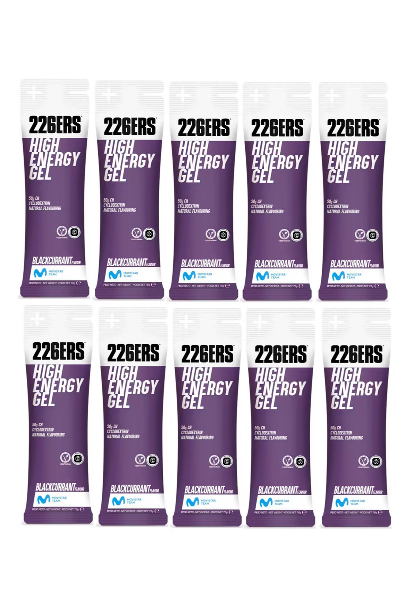 Kit 10 Sachês 226ERS High Energy Gel Groselha Negra – 50g Carbo