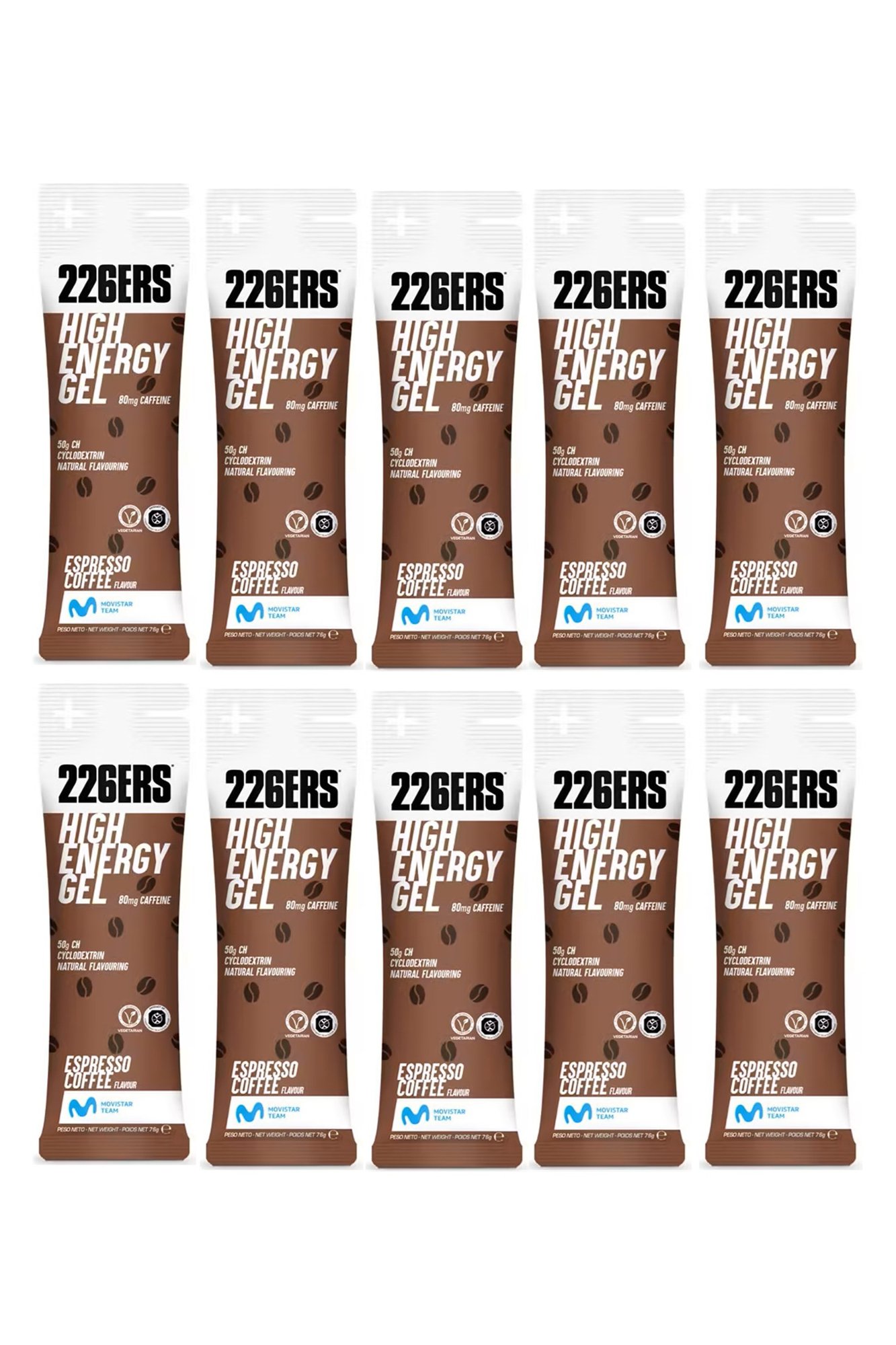 226ERS High Energy Gel Café Expresso – Kit com 10 Sachês com 80mg